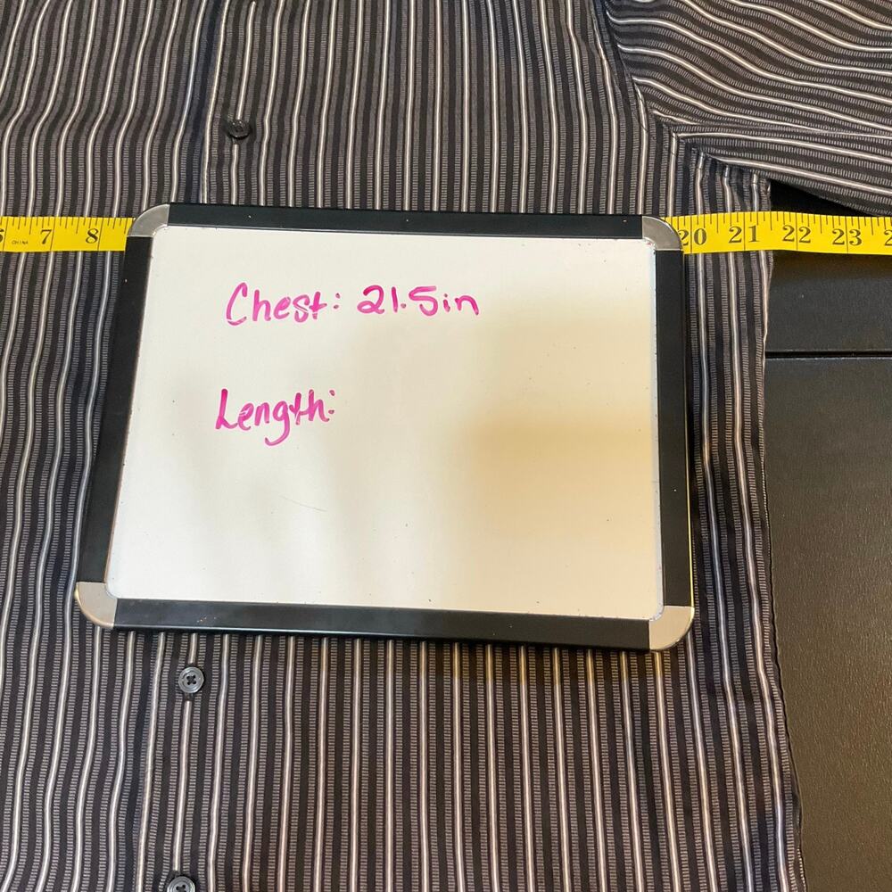 Structure Black Striped Button Down Cotton Classi… - image 6